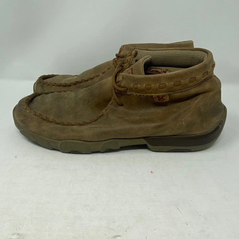 Twisted X Mens Driving Moc Chukka Boots Distressed Brown Leather MDM0049 9.5 W